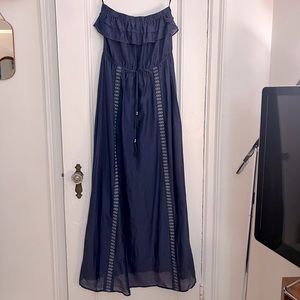 Ella Moss silk strapless Maxi Dress in navy Size Small